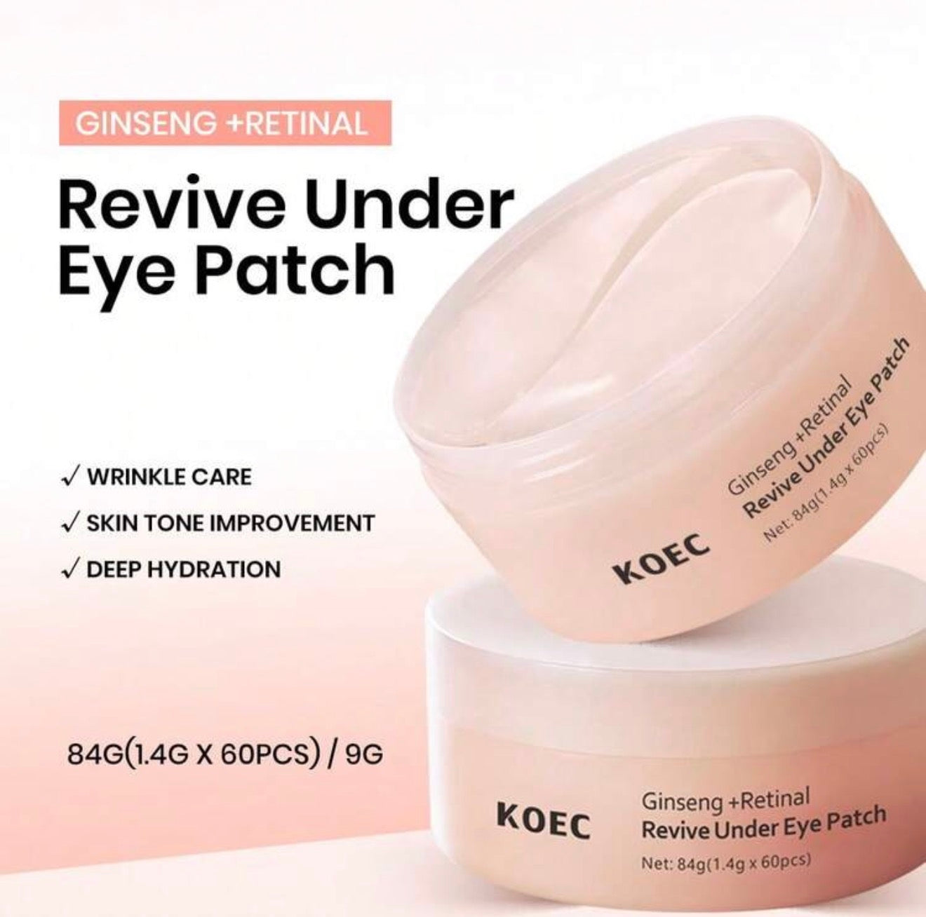 KOEC Retinal + Ginseng Revive Under Eye Patches - 60 pieces