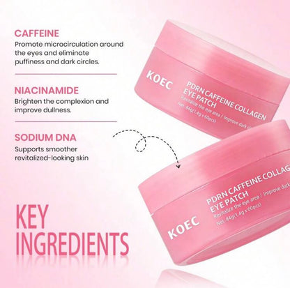 KOEC PDRN Caffeine Collagen Eye Patches - 60 pieces