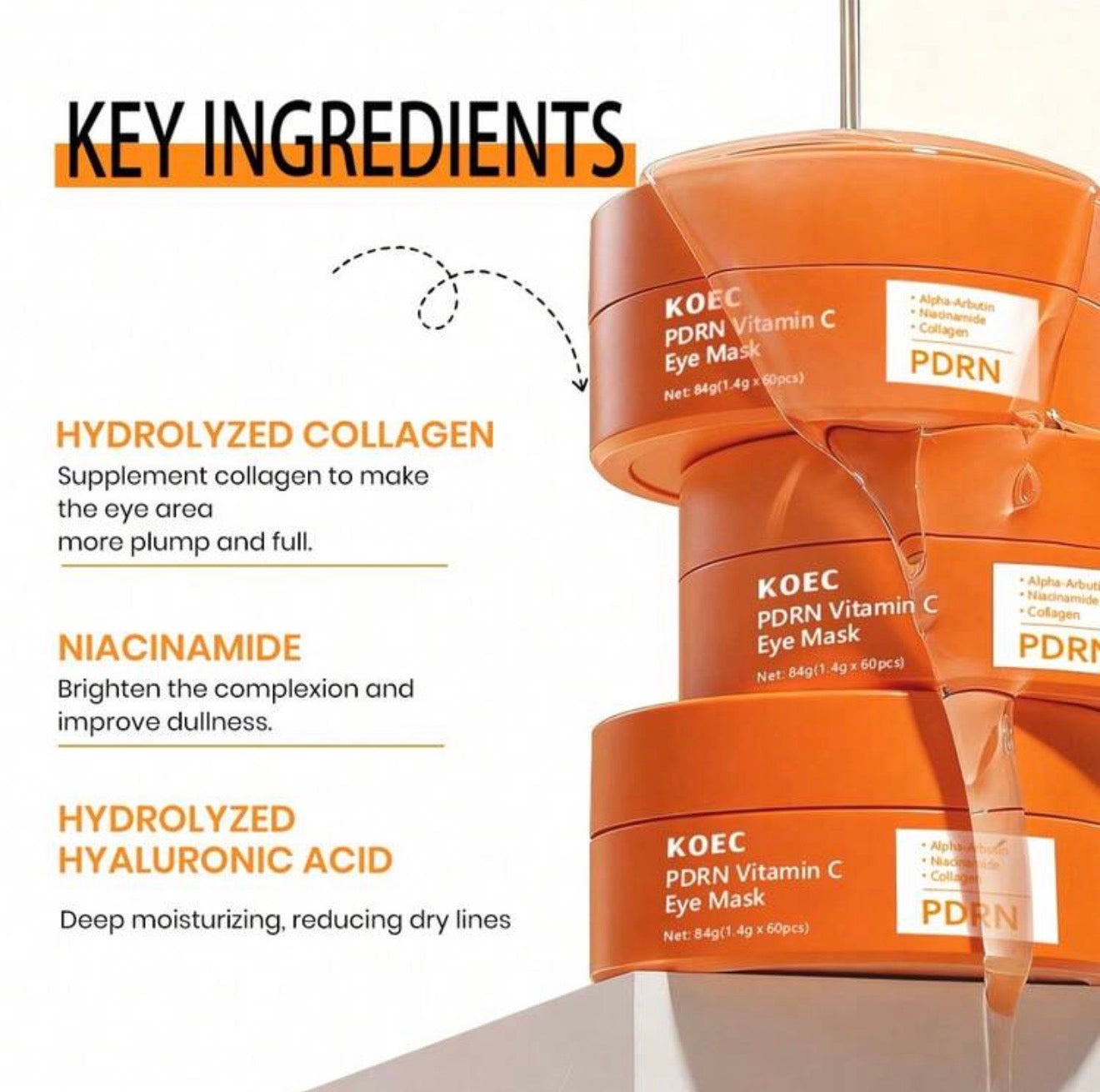 KOEC PDRN Vitamin C Under Eye Patches - 60 pieces